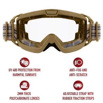 Rothco ANSI Rated OTG Goggles (Coyote Brown / Clear Lens)